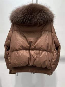 2026 New Fashion Loose Winter Women 90% Duck Down Jacket Natural Real Raccoon Fur Big Collar Coat Thick Warm Streetwear