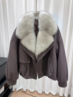 2025 New Winter Natural Fox Fur Collar Goose Down Jacket Women Motorcycle Suit Luxury Puffer Jackets Clothing Hot Sale