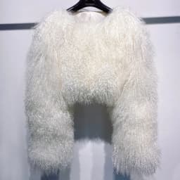 Short genuine fur coat Mongolia Sheep Fur long sleeves women's warm jacket