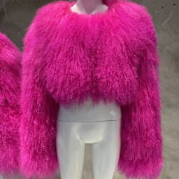 Short genuine fur coat Mongolia Sheep Fur long sleeves women's warm jacket