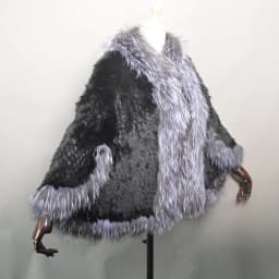 2026 New Fashion Lady Real Genuine Natural Knitted Rabbit Fur Shawl Coat With Fox Fur Collar Women's Fashion Knit Jacket Cape