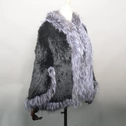 2026 New Fashion Lady Real Genuine Natural Knitted Rabbit Fur Shawl Coat With Fox Fur Collar Women's Fashion Knit Jacket Cape