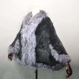 2026 New Fashion Lady Real Genuine Natural Knitted Rabbit Fur Shawl Coat With Fox Fur Collar Women's Fashion Knit Jacket Cape