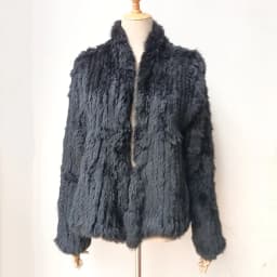 2023 Fashion knitted Real Rabbit Fur Coat Female Long Sleeve Winter Warm Genuine Fur jacket Women Knitting Outwear Jackets