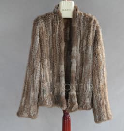 2023 Fashion knitted Real Rabbit Fur Coat Female Long Sleeve Winter Warm Genuine Fur jacket Women Knitting Outwear Jackets