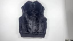 Women's Genuine Real Rabbit Fur Vest Coat Knitting Winter Fox Fur Collar Fur Jacket Casual Short Outwear Slim with Zipper
