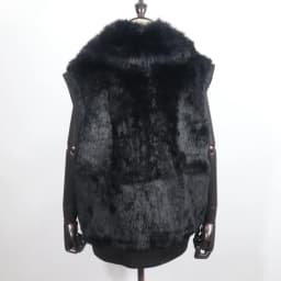 Women's Genuine Real Rabbit Fur Vest Coat Knitting Winter Fox Fur Collar Fur Jacket Casual Short Outwear Slim with Zipper
