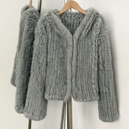 OFTBUY Weave Natural Rabbit Fur Jacket Women New Autumn Winter Clothes Female Fashion Casual Warm Hooded Luxury Real Fur Coat