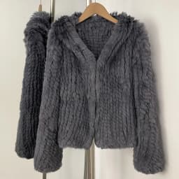 OFTBUY Weave Natural Rabbit Fur Jacket Women New Autumn Winter Clothes Female Fashion Casual Warm Hooded Luxury Real Fur Coat