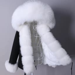 Maomaokong Winter Women Parka Cotton Jacket Real Fur Coat Natural Fox Fur Hooded Rabbit Fur Liner Thick Warm Outerwear Female