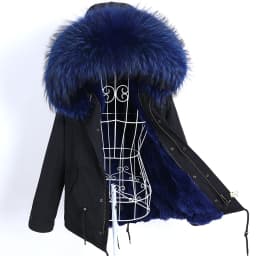 Maomaokong Winter Women Parka Cotton Jacket Real Fur Coat Natural Fox Fur Hooded Rabbit Fur Liner Thick Warm Outerwear Female