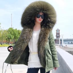Maomaokong Winter Women Parka Cotton Jacket Real Fur Coat Natural Fox Fur Hooded Rabbit Fur Liner Thick Warm Outerwear Female