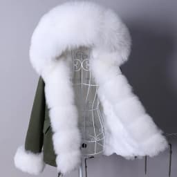 Maomaokong Winter Women Parka Cotton Jacket Real Fur Coat Natural Fox Fur Hooded Rabbit Fur Liner Thick Warm Outerwear Female
