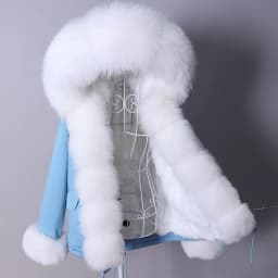 Maomaokong Winter Women Parka Cotton Jacket Real Fur Coat Natural Fox Fur Hooded Rabbit Fur Liner Thick Warm Outerwear Female