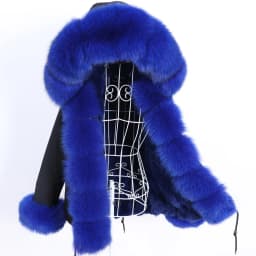 Maomaokong Winter Women Parka Cotton Jacket Real Fur Coat Natural Fox Fur Hooded Rabbit Fur Liner Thick Warm Outerwear Female