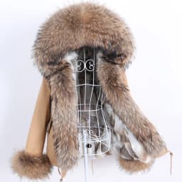 Maomaokong Winter Women Parka Cotton Jacket Real Fur Coat Natural Fox Fur Hooded Rabbit Fur Liner Thick Warm Outerwear Female