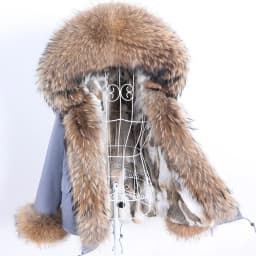 Maomaokong Winter Women Parka Cotton Jacket Real Fur Coat Natural Fox Fur Hooded Rabbit Fur Liner Thick Warm Outerwear Female