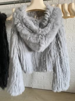 OFTBUY New Winter Women Natural Fur Jacket Women Loose Weave Quality Streetwear Hooded Long Sleeves Real Rabbit Fur Coat Female