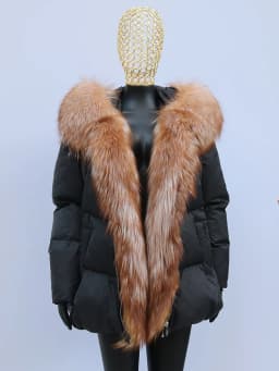 Fashion Outerwear Luxury 20234Winter Women Coat White Duck Down Jacket Super Large Real Silver Fox Fur Hooded Collar with Knit S