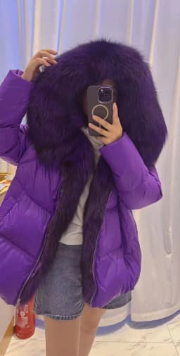 Fashion Outerwear Luxury 20234Winter Women Coat White Duck Down Jacket Super Large Real Silver Fox Fur Hooded Collar with Knit S