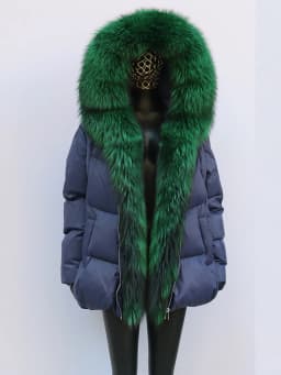Fashion Outerwear Luxury 20234Winter Women Coat White Duck Down Jacket Super Large Real Silver Fox Fur Hooded Collar with Knit S