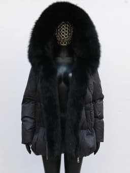 Fashion Outerwear Luxury 20234Winter Women Coat White Duck Down Jacket Super Large Real Silver Fox Fur Hooded Collar with Knit S
