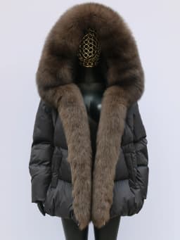 Fashion Outerwear Luxury 20234Winter Women Coat White Duck Down Jacket Super Large Real Silver Fox Fur Hooded Collar with Knit S