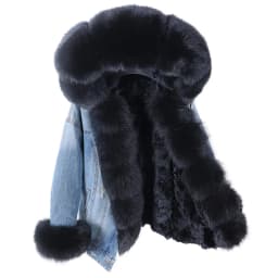 2025Maomaokong Denim Jacket Parka Winter Women Parkas Real Fur Collar Coat Natural Raccoon Fur Hood Real Rabbit Fur Liner Luxury