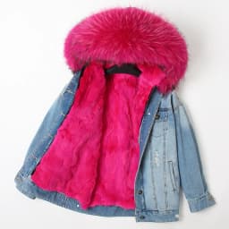2025Maomaokong Denim Jacket Parka Winter Women Parkas Real Fur Collar Coat Natural Raccoon Fur Hood Real Rabbit Fur Liner Luxury