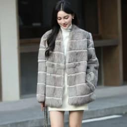 Whole Skin Real Rabbit Fur Coat for Women Autumn Winter Short Jacket Thick Warm Fashion Lapel Elegant Female Warm Outerwear