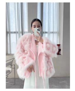 Women's Real Fox Fur Coat Knitted Cardigan Jacket 2025 Autumn Winter Thick Warm Fashion Belted