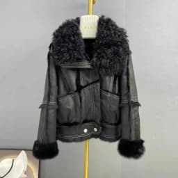 Real Rex rabbit fur Coats With Genuine Sheepskin Leather Wholeskin Natural rabbit fur Jacket Outwear Luxury Women Winter New