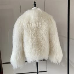 Mongolian Fur Coats Fur Lapel Jacket Women Elegant White Fluffy Solid Thicken Warm Long Sleeves Coats Winter Chic Oversize Lady