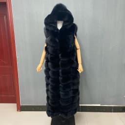 Lengthening Real Fox Fur Vest Natural Fur Coat For Jacket Female Coats Hood Waistcoat Long Fur Coats Real Fur Fox Vest Jacket