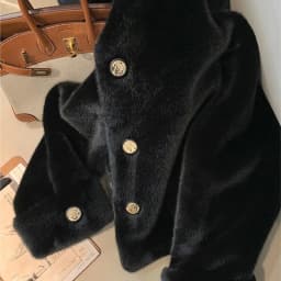 Black Short Mink Fur Jacket Women's 2025 New Winter Eco-friendly Young Style High-end Fashion Polyester Fiber Ladies Coat