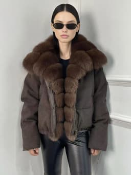 2026 Luxury Winter 90% White Duck Down Wool Blends Jacket Women Real Natural Huge Fox Fur Thickened Warm Puffer Wool Down Coat