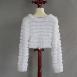 2023 Autumn Real Rabbit Fur Knitted Coat Long Sleeve V-neck Casuall Genuine Fur Outwear Open Stitch Matching Dresses Fall Coat