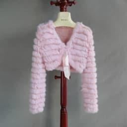 2023 Autumn Real Rabbit Fur Knitted Coat Long Sleeve V-neck Casuall Genuine Fur Outwear Open Stitch Matching Dresses Fall Coat