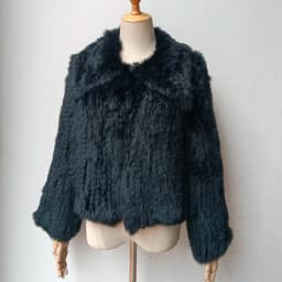 2023 Women Winter Knitted Real Rabbit Fur Coat Loose High Quality Loose Natural Fur Jacket Long Sleeve Luxury Genuine Fur Coats
