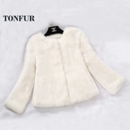 2023 New Real Full Pelt Rabbit Fur Coat 100% Pure Whole Skin Rabbit Fur Jacket Factory Wholesale Retail Discount WFP820