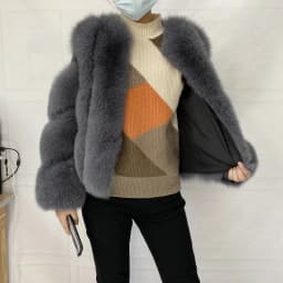 Fox Fur Racoon Coat for Ladies, Short Fur Coat, Slim and Collar, Warm Jacket, Outwear for Female, Luxury, New, Winter