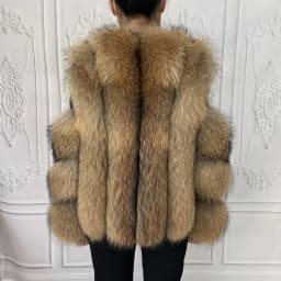 Fox Fur Racoon Coat for Ladies, Short Fur Coat, Slim and Collar, Warm Jacket, Outwear for Female, Luxury, New, Winter
