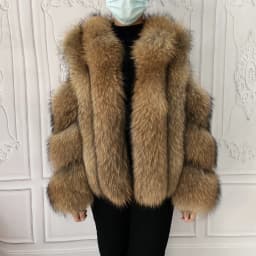Fox Fur Racoon Coat for Ladies, Short Fur Coat, Slim and Collar, Warm Jacket, Outwear for Female, Luxury, New, Winter