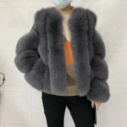 Fox Fur Racoon Coat for Ladies, Short Fur Coat, Slim and Collar, Warm Jacket, Outwear for Female, Luxury, New, Winter