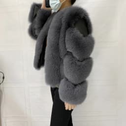 Fox Fur Racoon Coat for Ladies, Short Fur Coat, Slim and Collar, Warm Jacket, Outwear for Female, Luxury, New, Winter