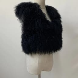 Women's Real Mongolian Sheepskin Backless Bandage Halter Crop Vest Warm Fashion Streetwear 2025 Style Sheep Fur Outerwear