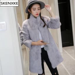 Winter Outdoor Women's Cold Coat Top Rabbit Fur Jackets Warm 100% Genuine Rabbit Fur Coats Lady Natural Quality Real Fur Coat