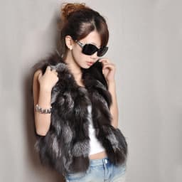 Winter Women Real Sliver Fox Fur Vest Short Style Warm 100% Natural Real Sliver Fox Fur Gilet Sliver Fox Fur Sleeveless Jacket