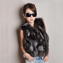 Winter Women Real Sliver Fox Fur Vest Short Style Warm 100% Natural Real Sliver Fox Fur Gilet Sliver Fox Fur Sleeveless Jacket