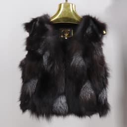 Winter Women Real Sliver Fox Fur Vest Short Style Warm 100% Natural Real Sliver Fox Fur Gilet Sliver Fox Fur Sleeveless Jacket